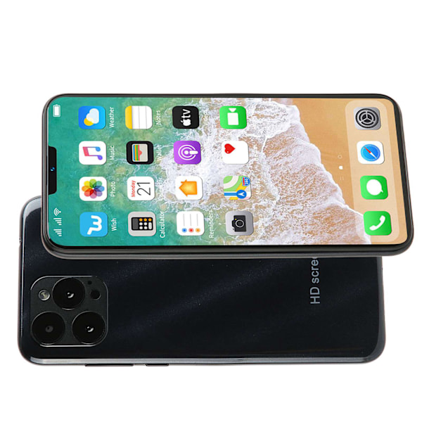 Olåst Smartphone för Android 11 6in 4GB RAM 32GB ROM MTK6580 Mobiltelefon Främre 8MP Bakre 16MP 1960x1080 100‑240V Svart EU-kontakt