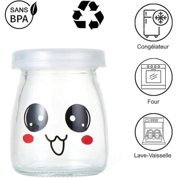 12 Glasburkar med lock med olika emojidekor