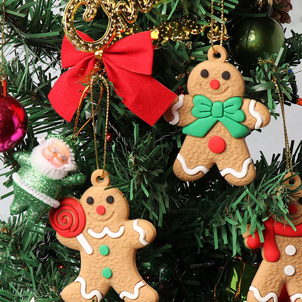 Gingerbread Man Ornaments for Christmas Tree Assorted Plastic