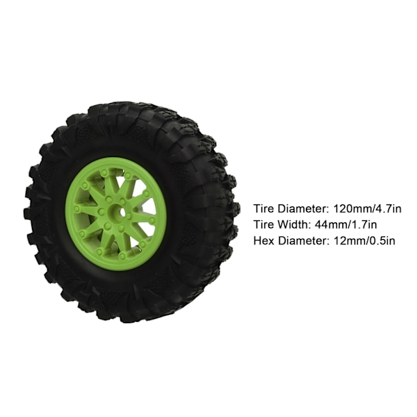 4 st 2,2 tums RC Crawler-däck med triangulärt nav i nylon RC-bildäck för Axial SCX10 90046 för Traxxas för Redcat GEN8 Grön