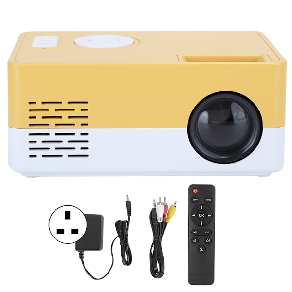 1080p Full High Definition LED Mini Projektor Smart Hemmabio Gul Vit 100‑240V UK-kontakt