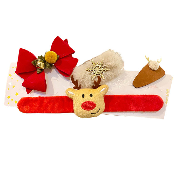 Xmas Bracelets Toy Plush Slap Bracelet Kids Reindeer Slap