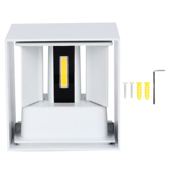 85-265V 3000-3200K Vattentät Utomhus LED Vägglampa Kvadrat Aluminium Dimbar Ljus (Vit 6W)