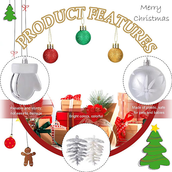 Christmas Ball Ornaments Set Decorative Baubles Pendants with