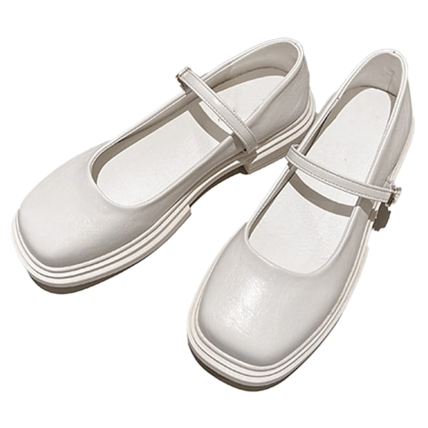Damuniformsskor Bekväma Mjuka Sula Dam PU Läder Platforms Skor för Våren Beige 38