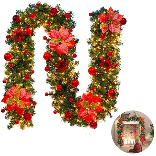 Couronne de Noël avec guirlande lumineuse LED - 270 cm -