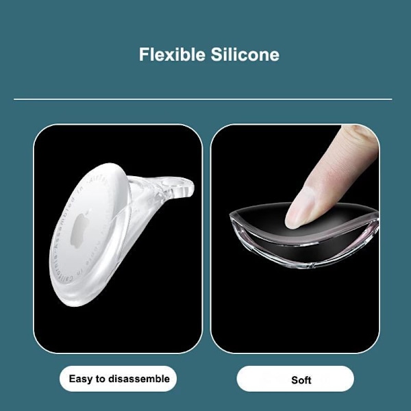 2-pack Airtag skal - TPU Clear - med nykelring - Protective Case Transparent