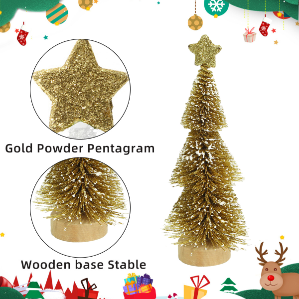 Mini Gold Christmas Trees Decorations Artificial Star Christmas