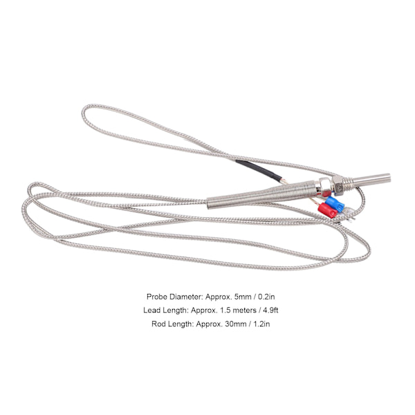 Sondtermometer K-typ Temperaturregulator Sensor M8 Gänga för Kemisk Industri 5x30mm