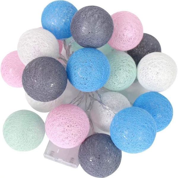 20 Stücke LED Lichterkette mit Baumwollkugeln, Lichterkette