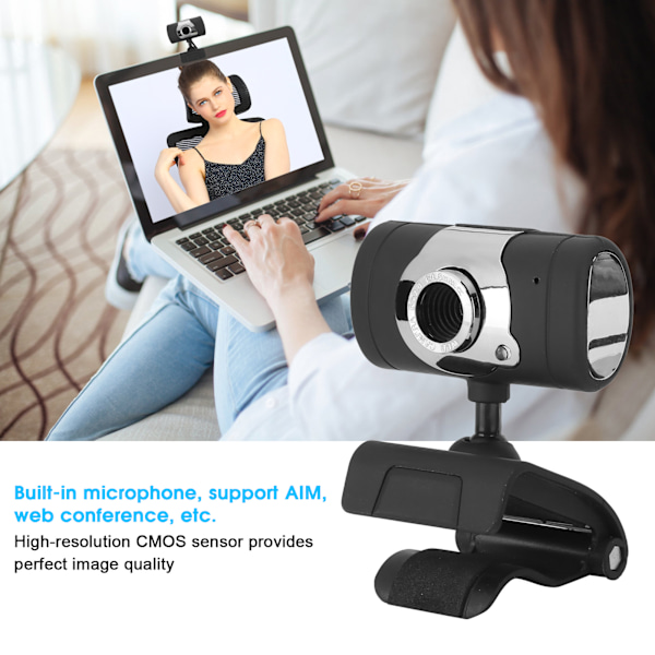 Webbkamera USB HDMI Dator Kontorskamera med Mikrofon Clip CMOS-bild för PC Skrivbord