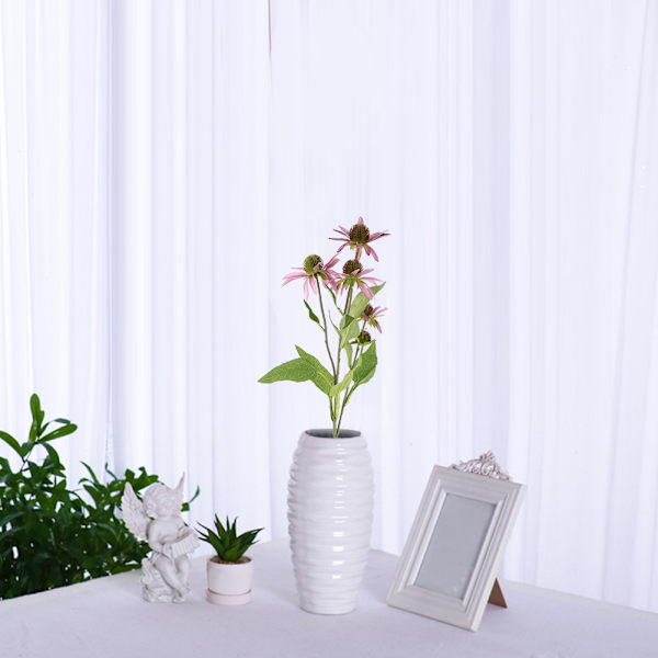 5 Huvuden Konstgjord Echinacea Purpurea Blomma för Hembord