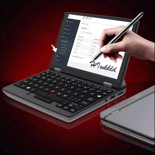 7-tums Mini Laptop Touch Screen för Intel J4125 Processor Quad Core Pocket Laptop för Windows 11 100–240V 12G+64G EU-kontakt