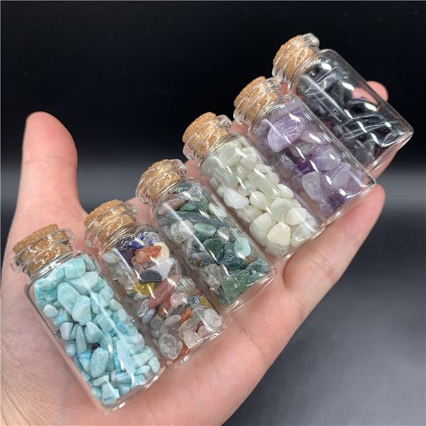 15 st mini önskeflaskor chip sten set kristall tumlad reiki