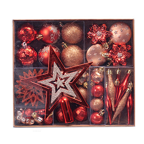 58pcs Christmas Tree Hanging Ornament Set Colorful Shatterproof