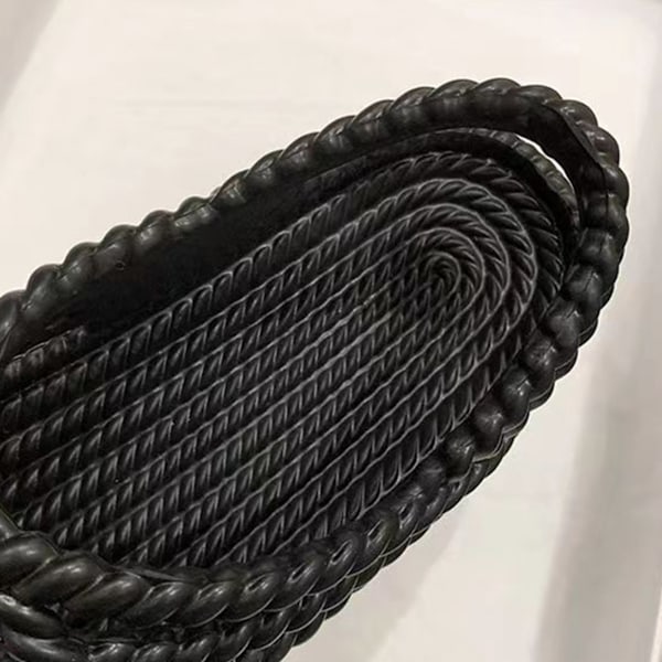 Sandaler med tjock sula, trendiga, mjuka, bekväma, avslappnade remsandaler, plattformstofflor för kvinnor, resa, fest, svart 35‑36