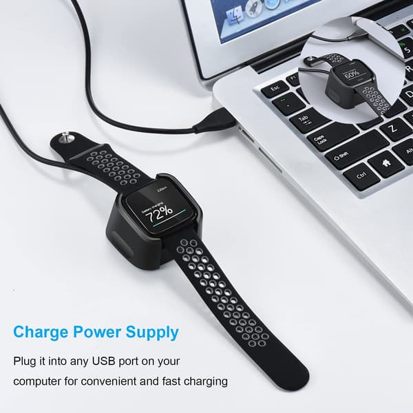 Laddningskabel Kompatibel med Versa Lite Laddare, Ersättnings USB Adapterkabel för Fitbit Versa Smartklocka