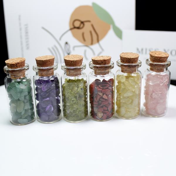 15 st mini önskeflaskor chip sten set kristall tumlad reiki