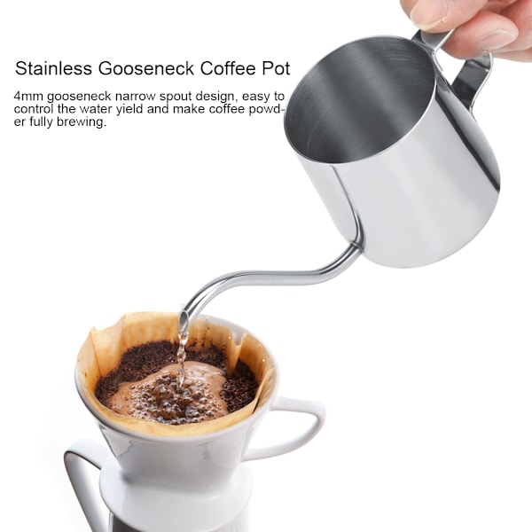 250 ml rostfritt stål gåshals smal pip kaffedroppkanna