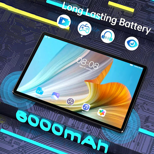 8.1 tums samtalsplatta för Android 12 4GB 64GB 5G Dual Band WIFI Främre 800w Bakre 1300w Octa Core 1920x1200 Platta 100‑240V Svart EU-kontakt