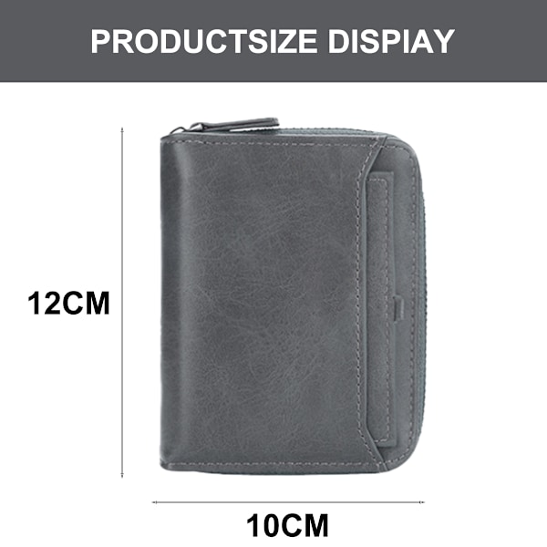 Bifold Slim Wallet för män - Stor kapacitet Läder Front