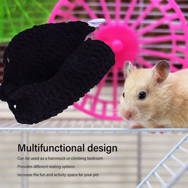 Liten Husdjursbur Hängmatta Multifunktionell Rolig Färgglad Vävd Andningsbar Sockerglidare Hängmatta för Hamster Sockerglidare Ödla Svart