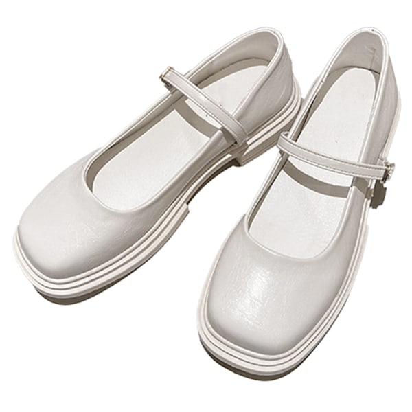 Damuniformsskor Bekväma Mjuka Sula Dam PU Läder Platforms Skor för Våren Beige 38