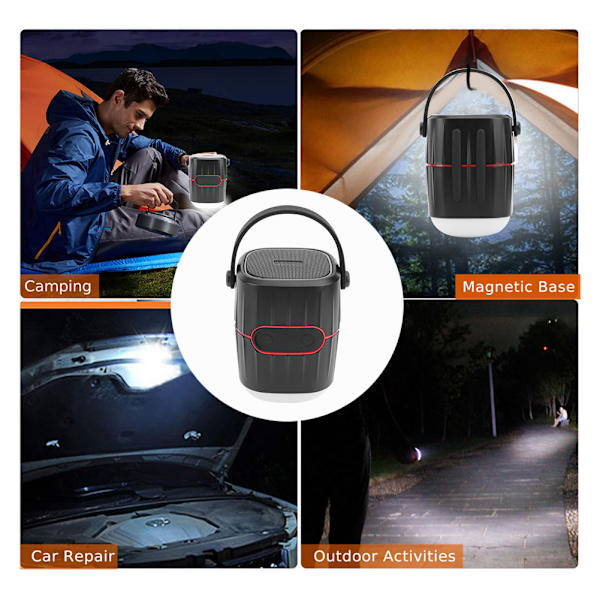 USB-laddningsbar vattentät LED-campinglampa Bluetooth