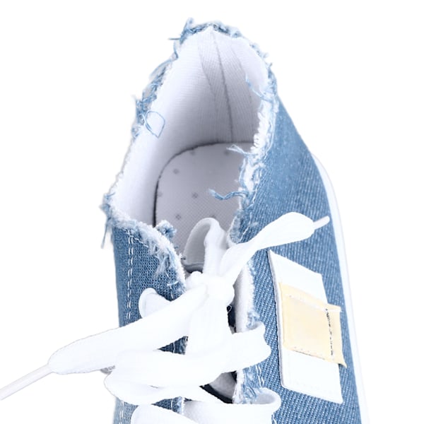 Dam Casual Skor Mode Snörning Canvas Skor Promenadskor för Vår Sommar och Höst Himmelsblå 38