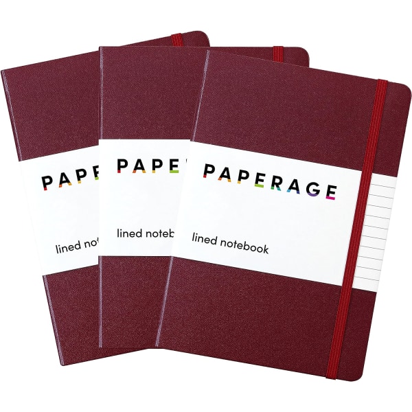 Fodrade journalanteckningsböcker, 3-pack, (rouge), 160 sidor, medium 5.7