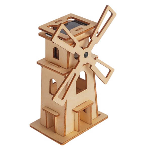 3D Trä Solcellsdriven Pussel Leksak DIY Träpussel Modell Byggsats för Barn