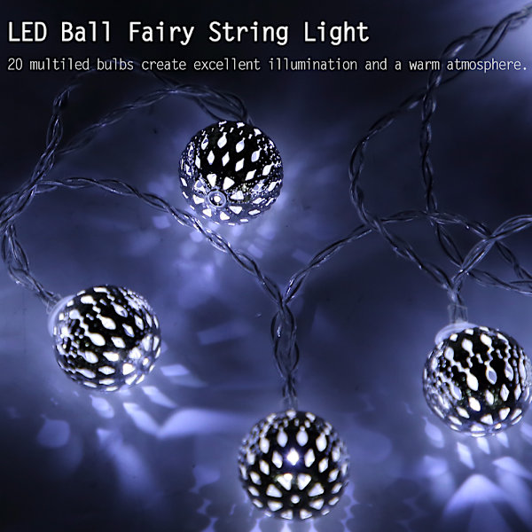 2,5 m 20 LED-boll ljusslinga för sovrum gräsmatta landskap