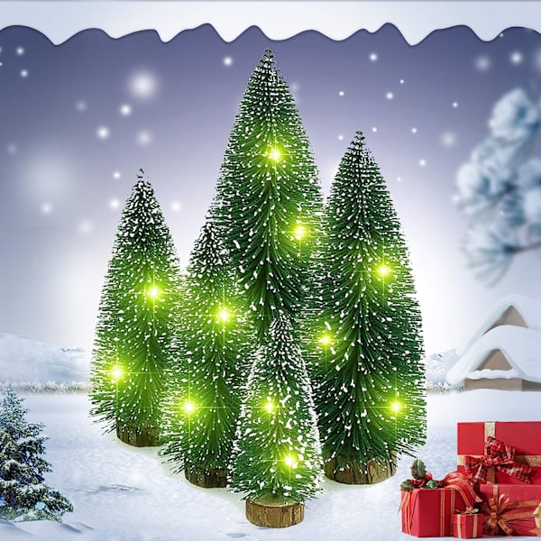 5 st Mini Cedar Julgran, Flaskborste Gran Liten