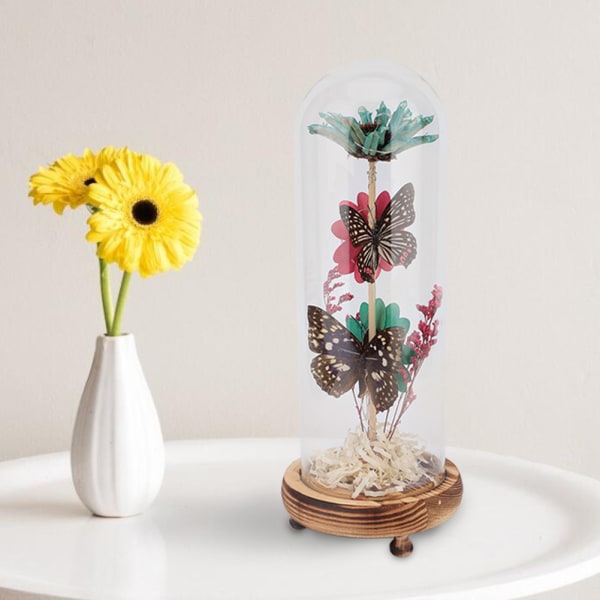 Blomster LED-lampa med glaskupa bas Valentinsdag bröllop