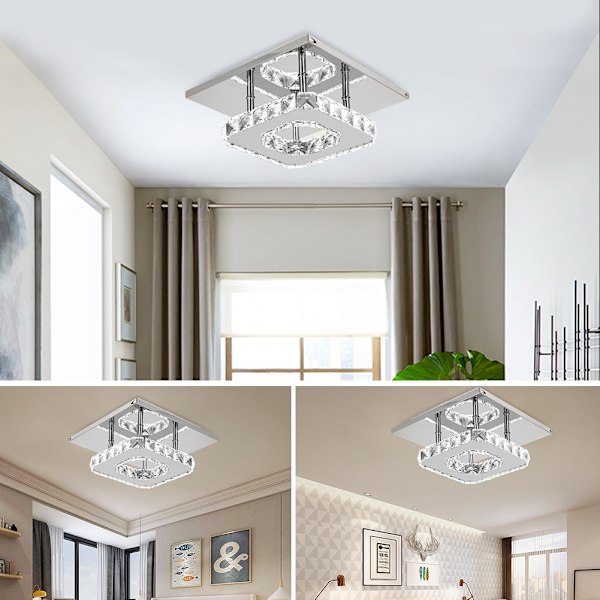 Enkel Modern Kristall Kvadratisk Taklampa LED Vardagsrum