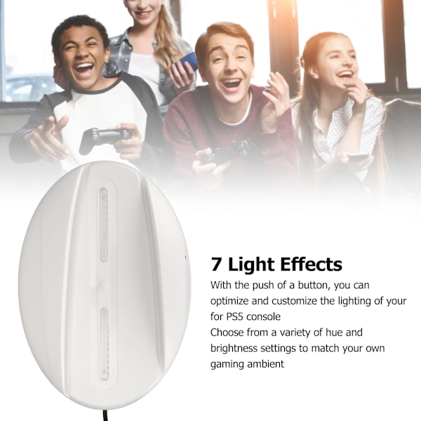LED Vertikalt Ställ Stilren Plug and Play Konsoldockningsstation med 3 USB2.0-portar Färgglatt Ljus för PS5-konsoler Vit