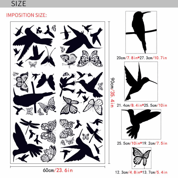 1 set dekaler Antikollision fönsterdekaler Kolibri Fjäril