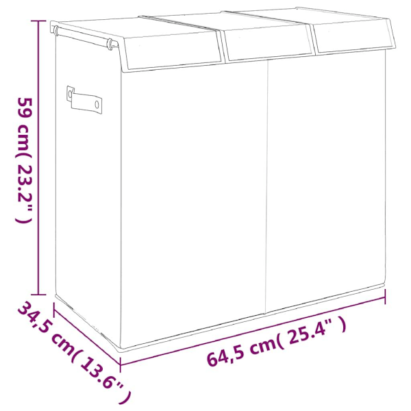 vidaXL Vikbar tvättkorg grå 64,5x34,5x59 cm konstlinne Grå