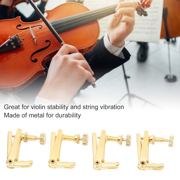 4 st Finstämmare för Violin Gyllene Metall Slitstark Strängfinstämmare för 4/4 3/4 Violin