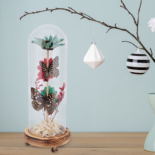 Blomster LED-lampa med glaskupa bas Valentinsdag bröllop