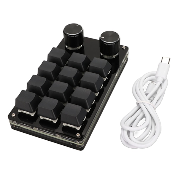 Mycket Använt Mekaniskt Tangentbord, Minnesfunktion med Inställbar Vred, RGB-Bakgrundsbelyst 12 Tangenter för Portabel Gaming (Blå)