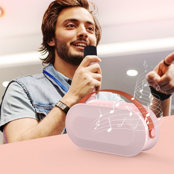 Bluetooth Mikrofon Högtalare Sött Utseende Stämningsbelysning Hög Effekt Portabel Trådlös Högtalare för Hemmabruk Rosa Enkel Mikrofon Batteri: 500mAh