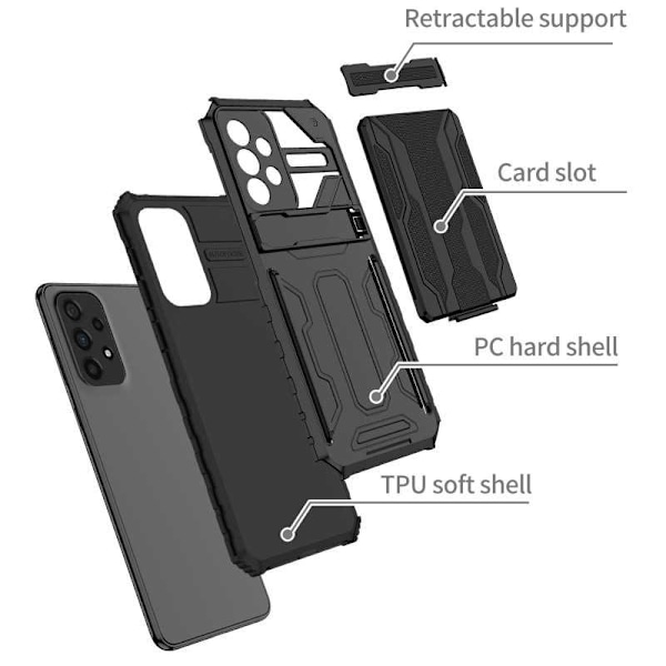 Samsung A13 4G Stöttåligt Skal Kickstand & Kortfack ThinArmor V3 Svart