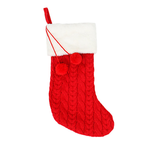 Fluffy Pompom Ball Christmas Stocking, Xmas Tree Decoration