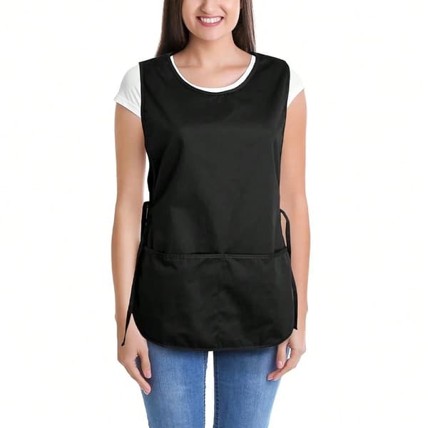 Förkläde med 2 fickor, smock, vanlig storlek 72,4 cm x 47 cm, svart, 2-pack