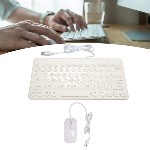 Tangentbords- och muskombination Bekväm Ergonomi Energibesparande 78 Tangenter Rund Knapp 4 Musknappar Trådbundna Datortillbehör Vit