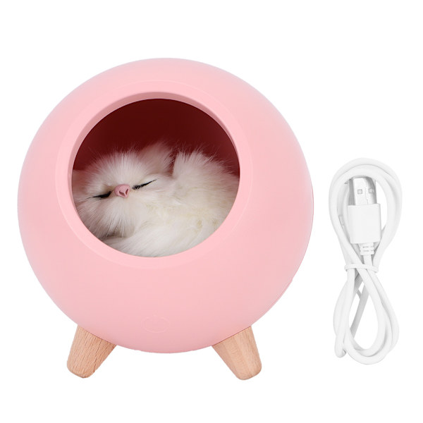 Mini söt kattunge hus skrivbord LED nattlampa steglös