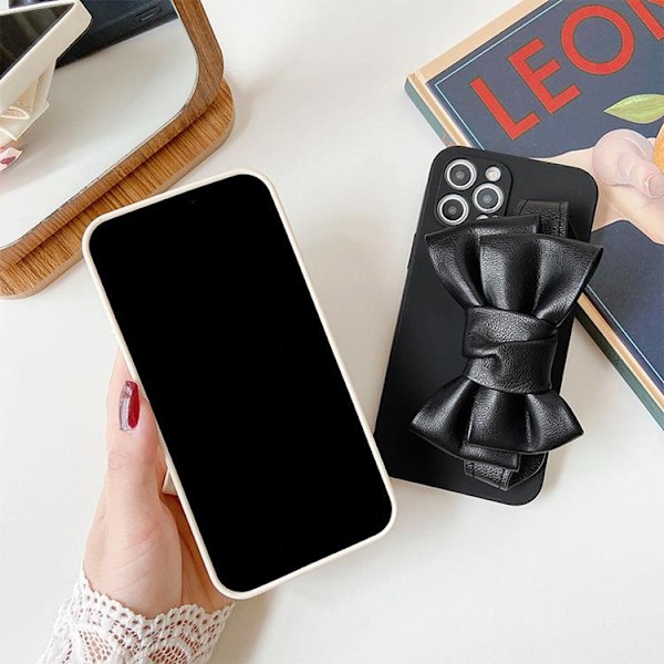 Bowknot Läderrem TPU Skal iPhone 13 - Svart