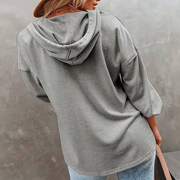Hoodie för kvinnor tonåringar toppar långärmad oversize pullover-grå