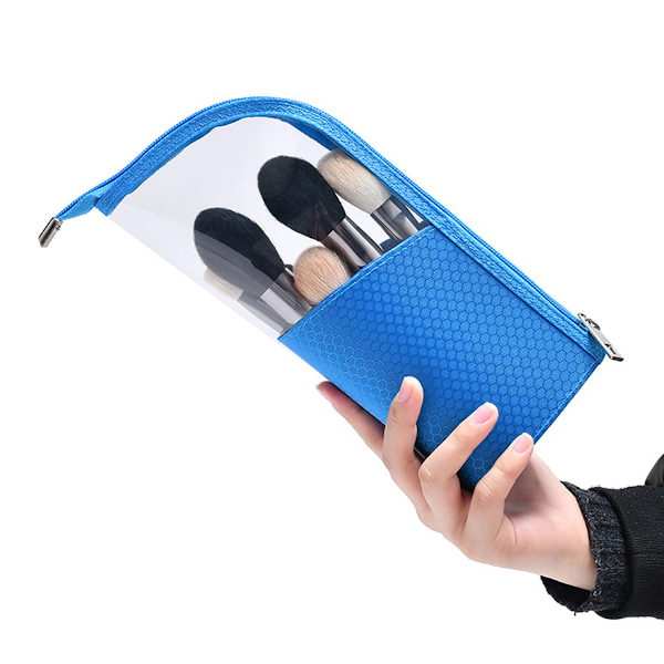 Dam Handhållen Halvrund Transparent Sminkväska Sminkborste Organizer Väska blue